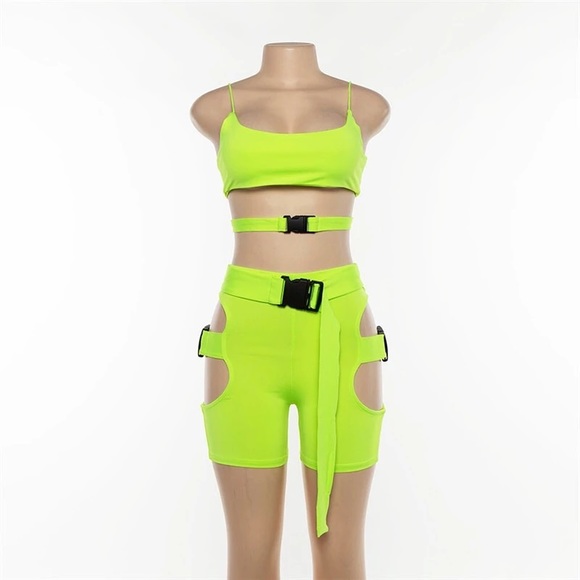**Sold**Orange neon raving outfit set 3 piece set - Picture 3 of 3